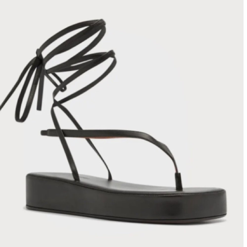 Jamie Lambskin Ankle-Wrap Flatform Sandals size 39.5